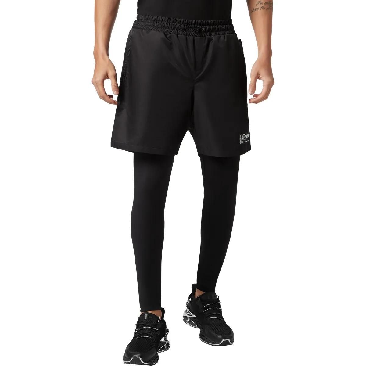 Schwarze 2-in-1 Laufshorts