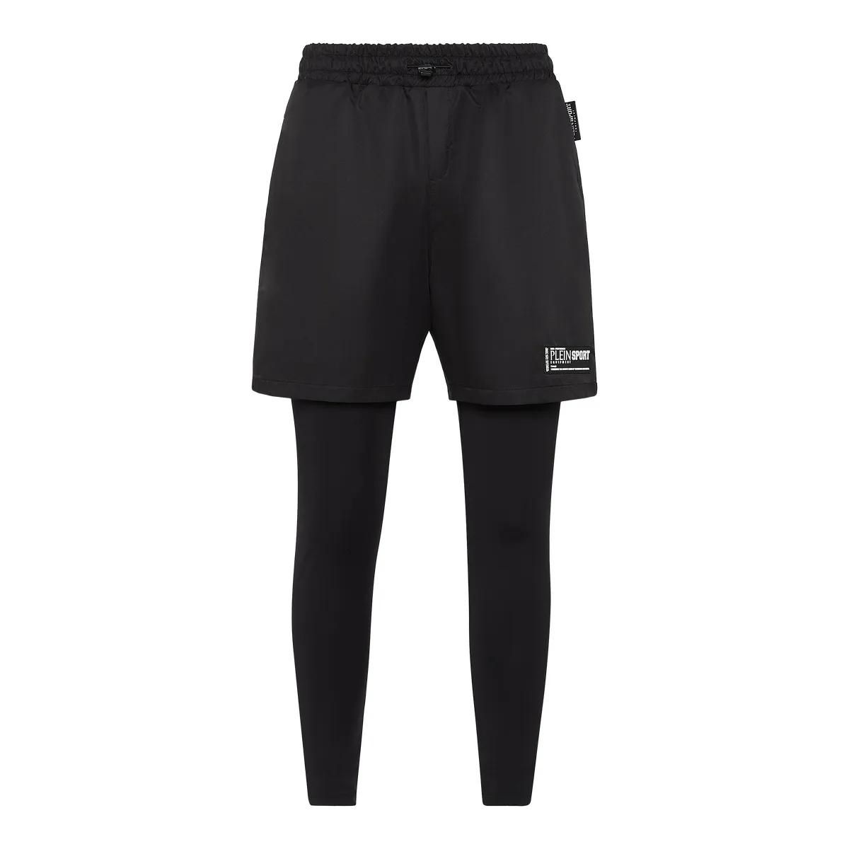 Schwarze 2-in-1 Laufshorts