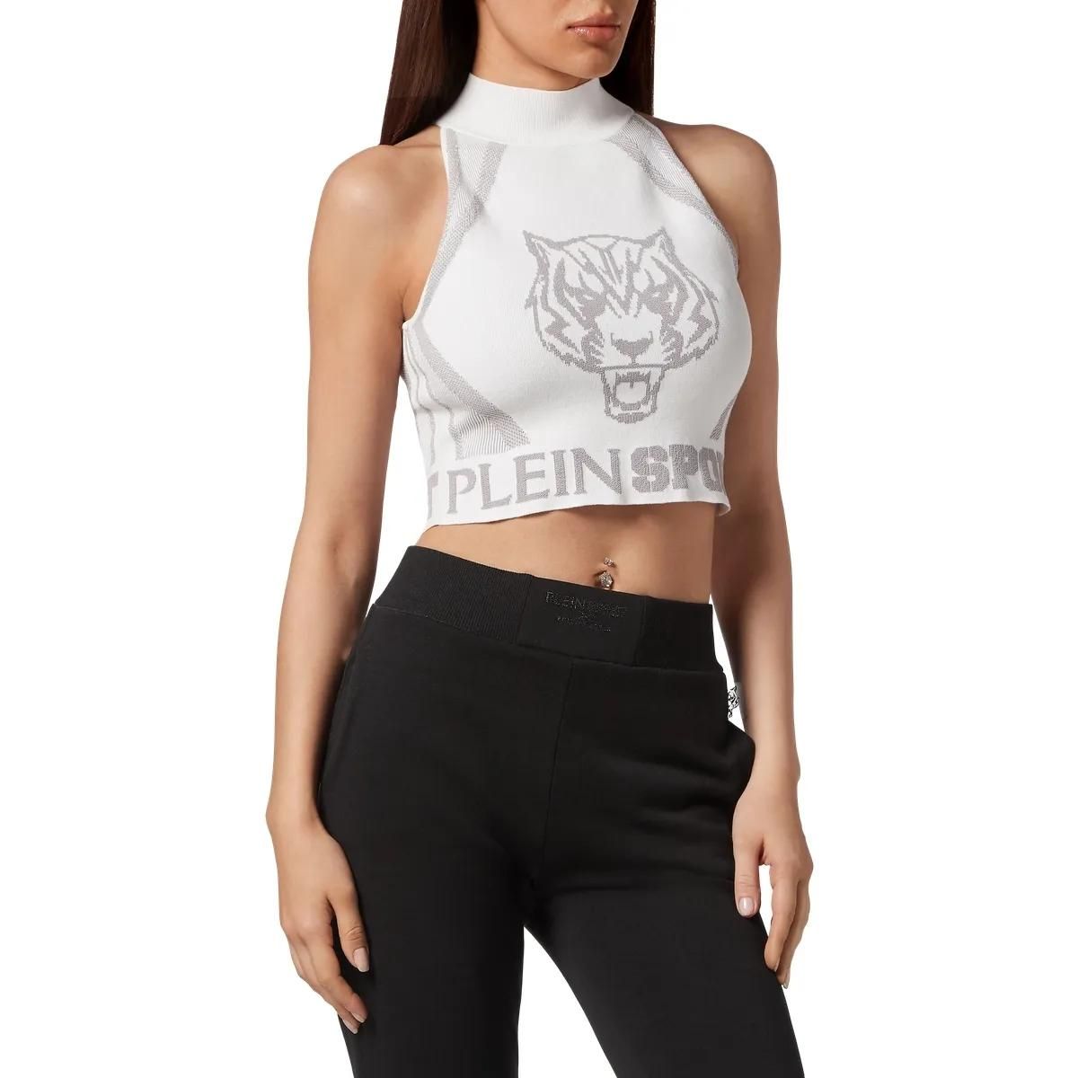 Sportliches Strick-Crop-Top mit Tiger