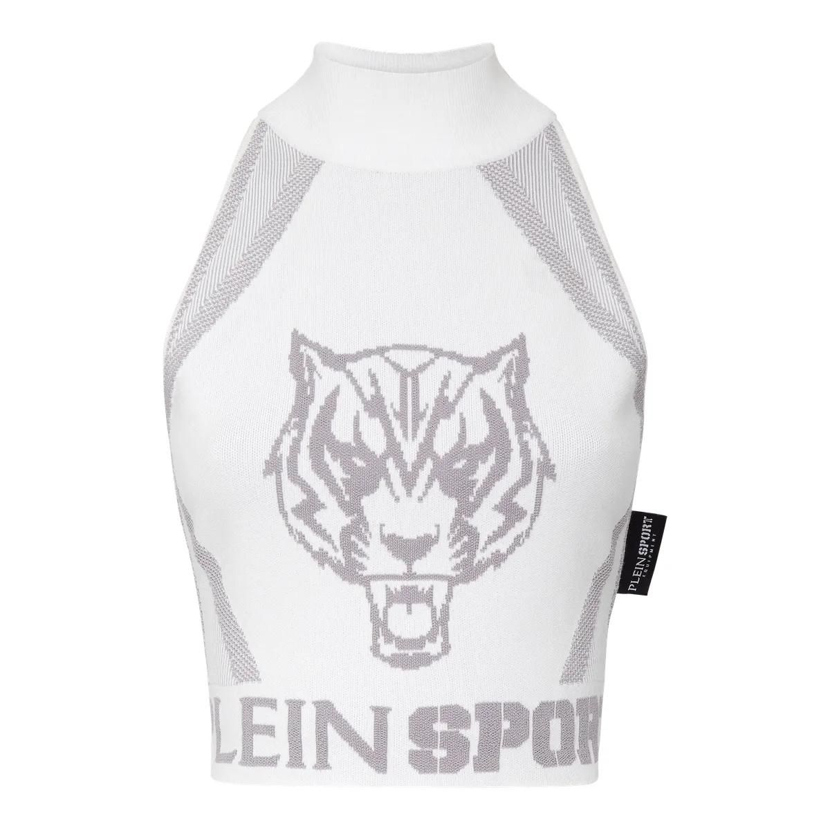 Sportliches Strick-Crop-Top mit Tiger