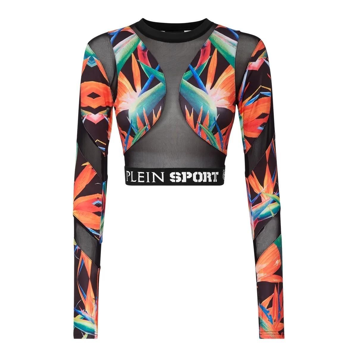 Langärmliges Sporttop mit tropischem Print