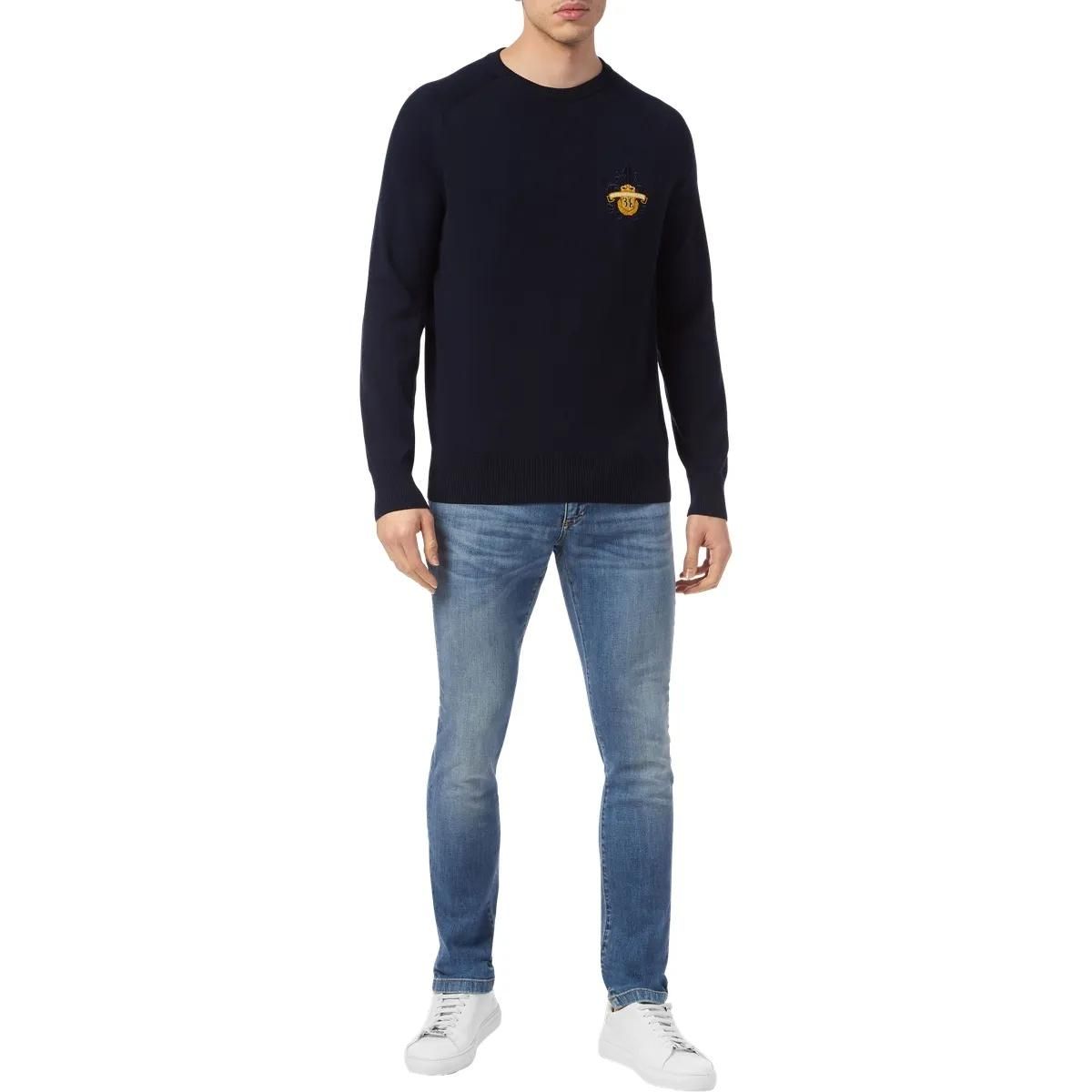 Strickpullover aus Baumwolle mit Wappenstickerei