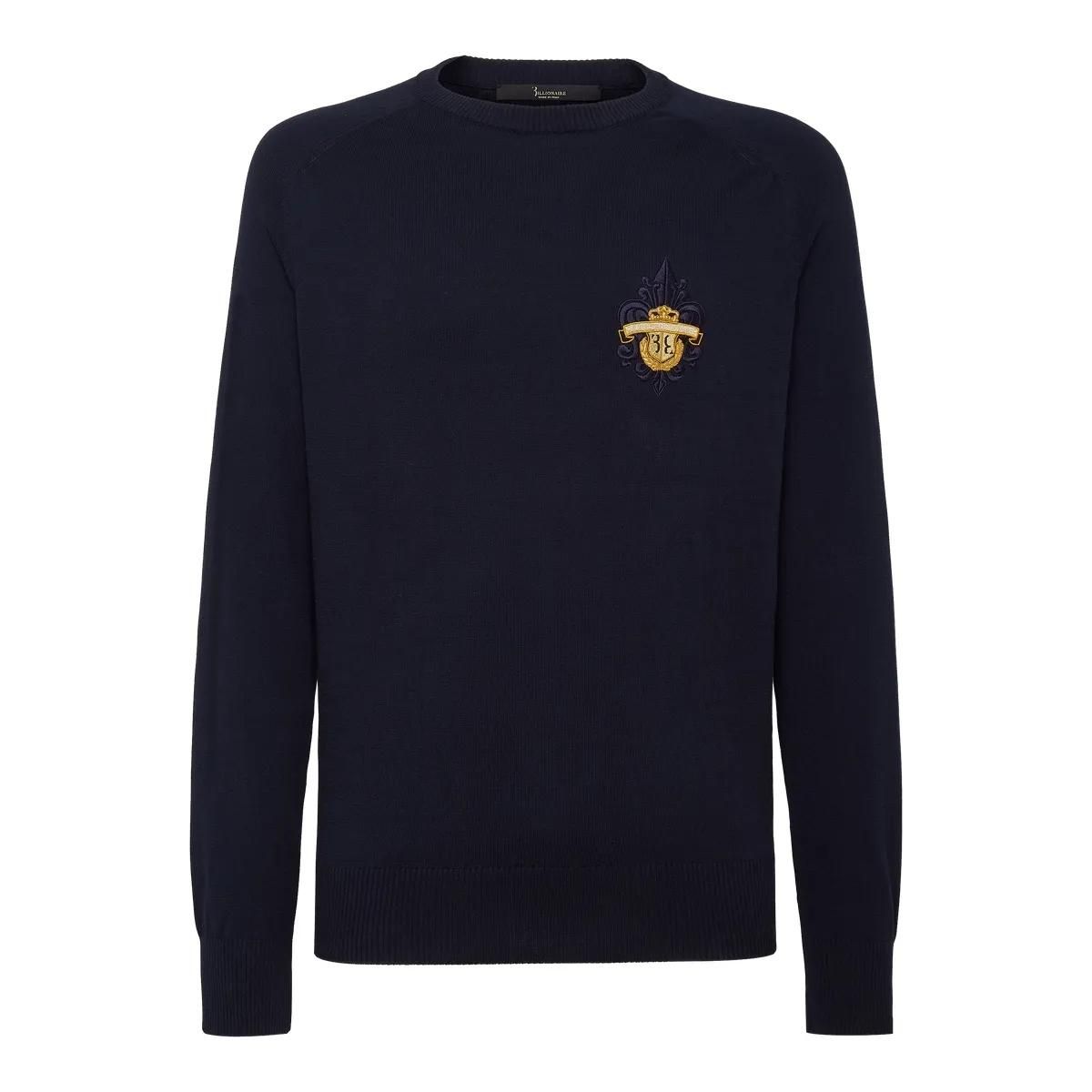 Strickpullover aus Baumwolle mit Wappenstickerei