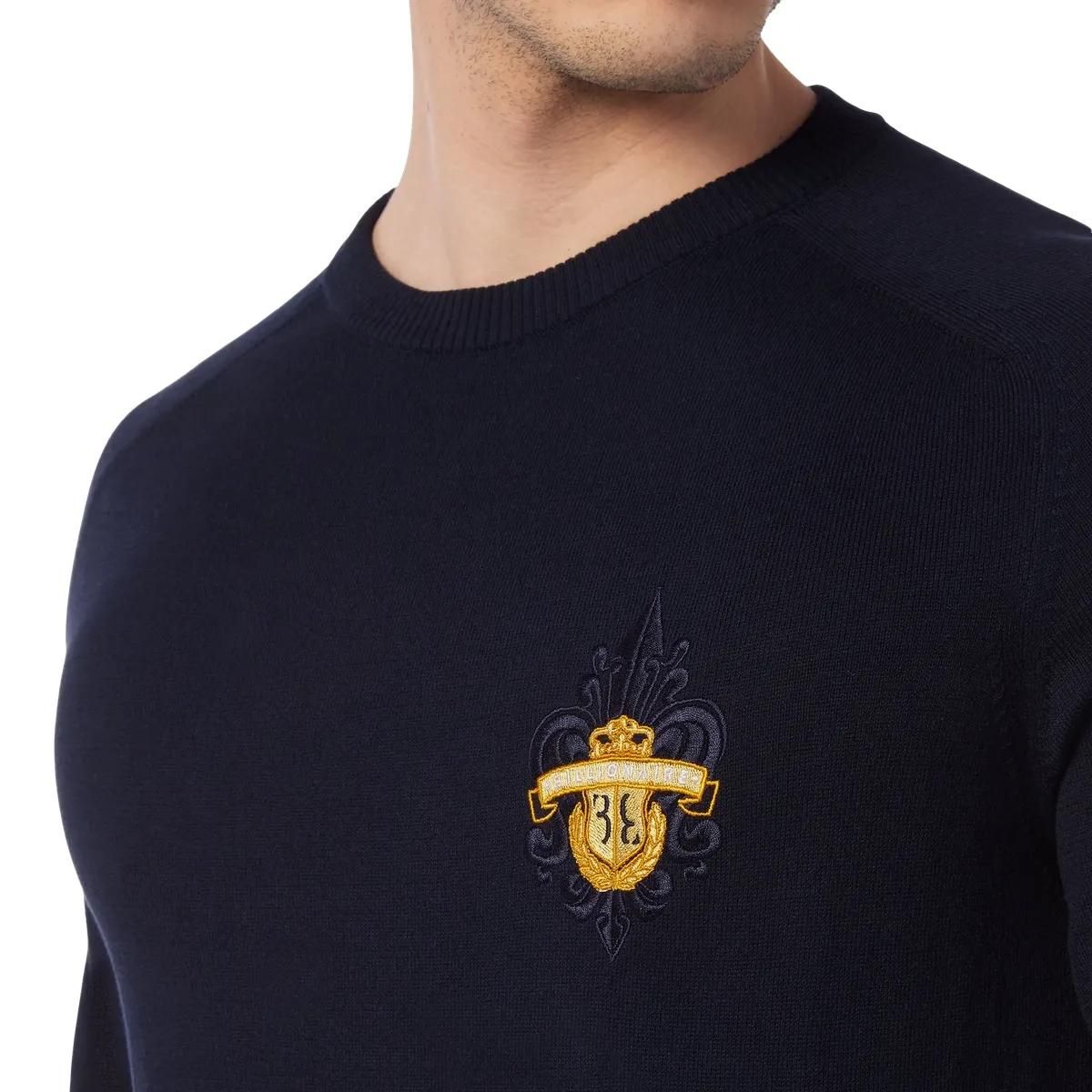 Strickpullover aus Baumwolle mit Wappenstickerei