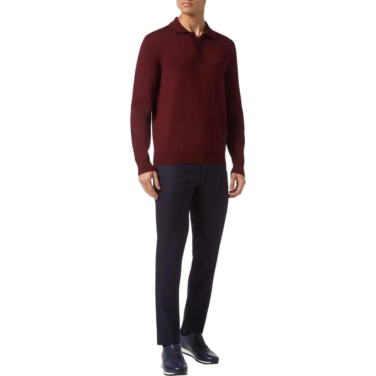 Elegantes Langarm-Polo aus Wolle und Seide