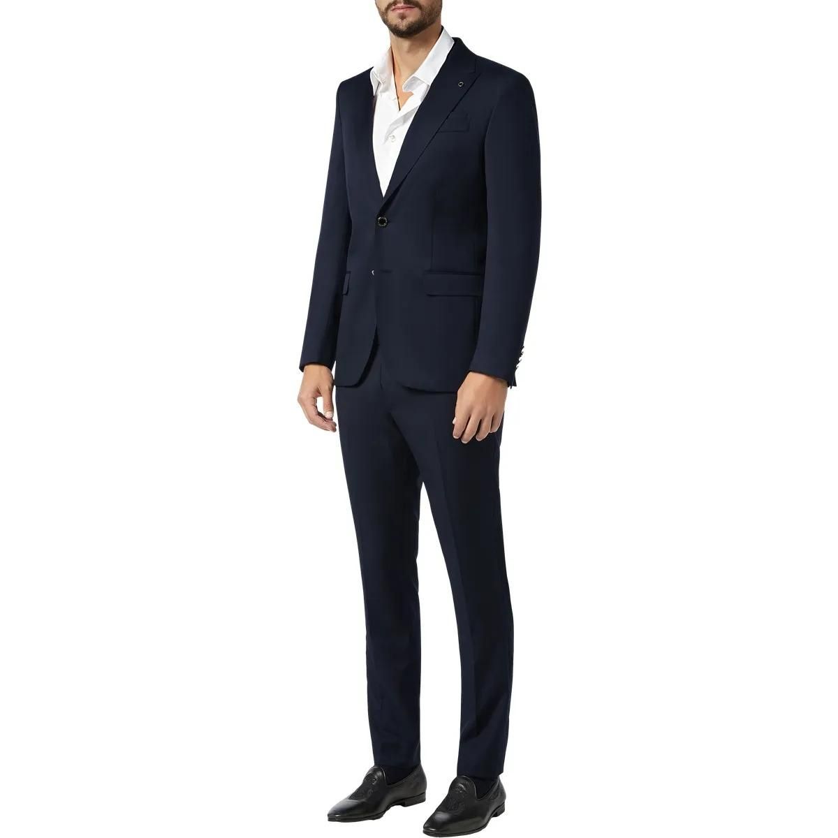 Klassischer marineblauer Blazer aus Wollmischung