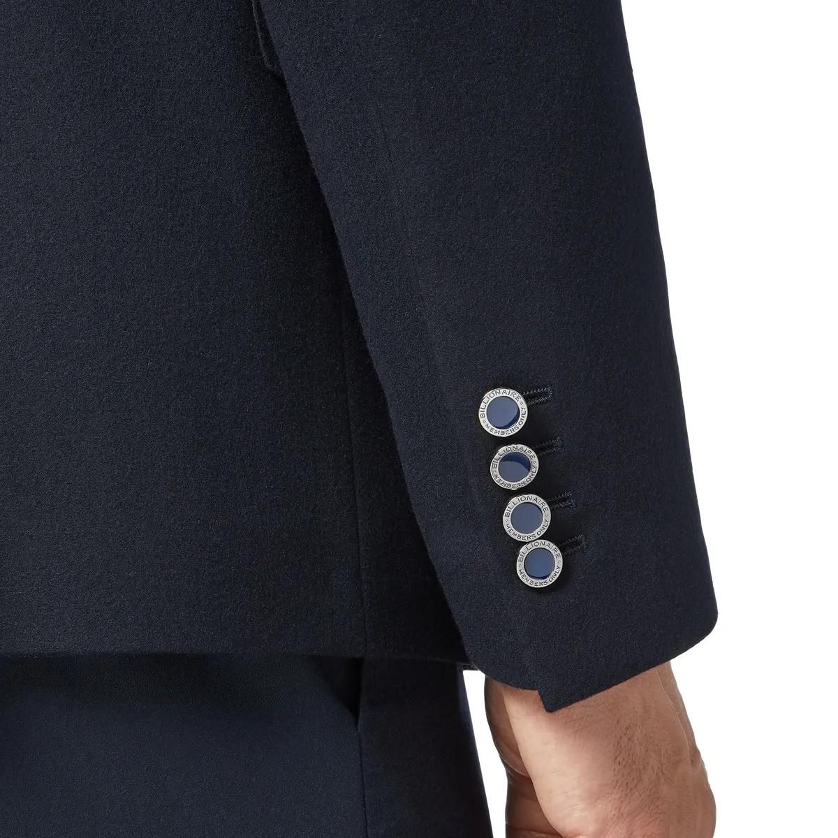 Klassischer marineblauer Blazer aus Woll-Crêpe