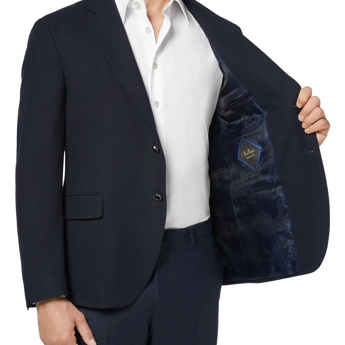 Klassischer marineblauer Blazer aus Woll-Crêpe