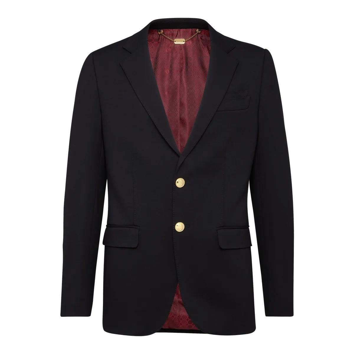 Schwarzer Blazer mit Löwenstickerei
