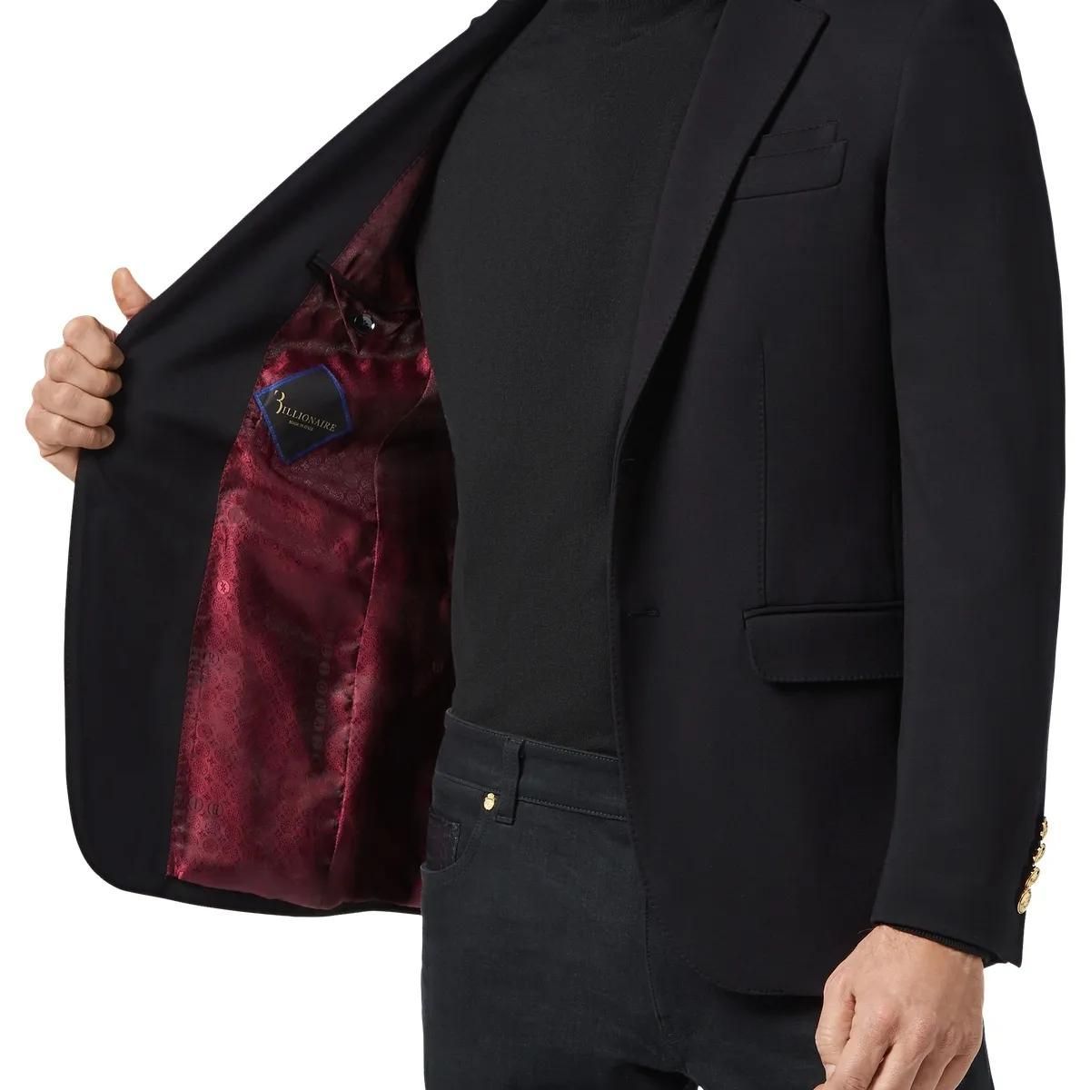 Schwarzer Blazer mit Löwenstickerei
