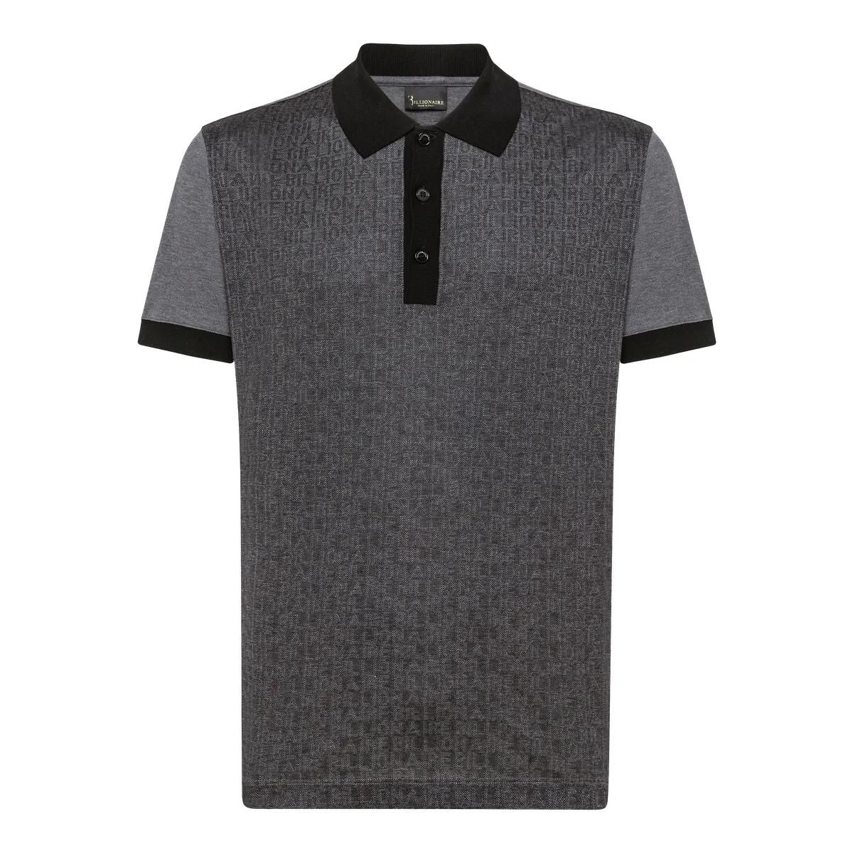 Piqué Strickpolohemd mit Fischgrätmuster
