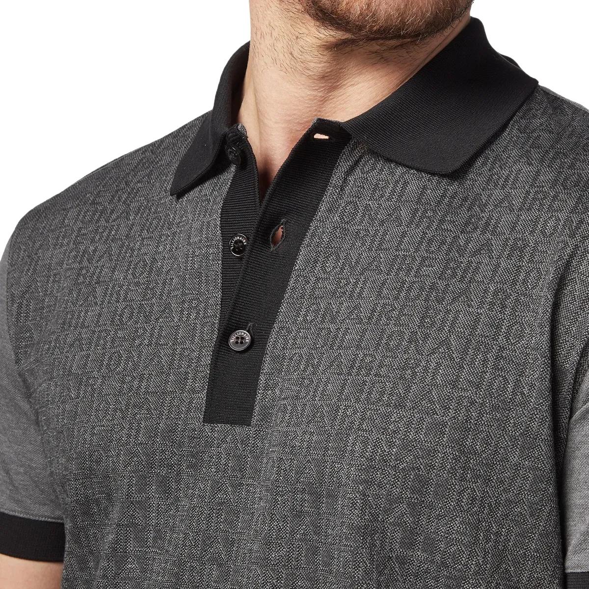 Piqué Strickpolohemd mit Fischgrätmuster