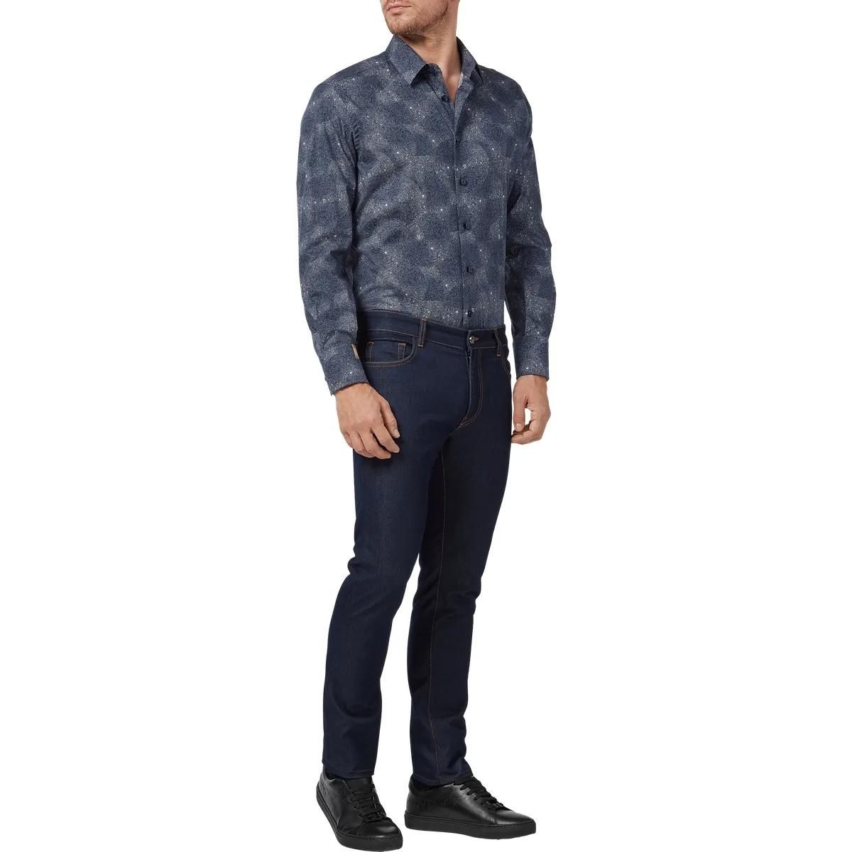 Bedrucktes Slim-Fit Langarmhemd