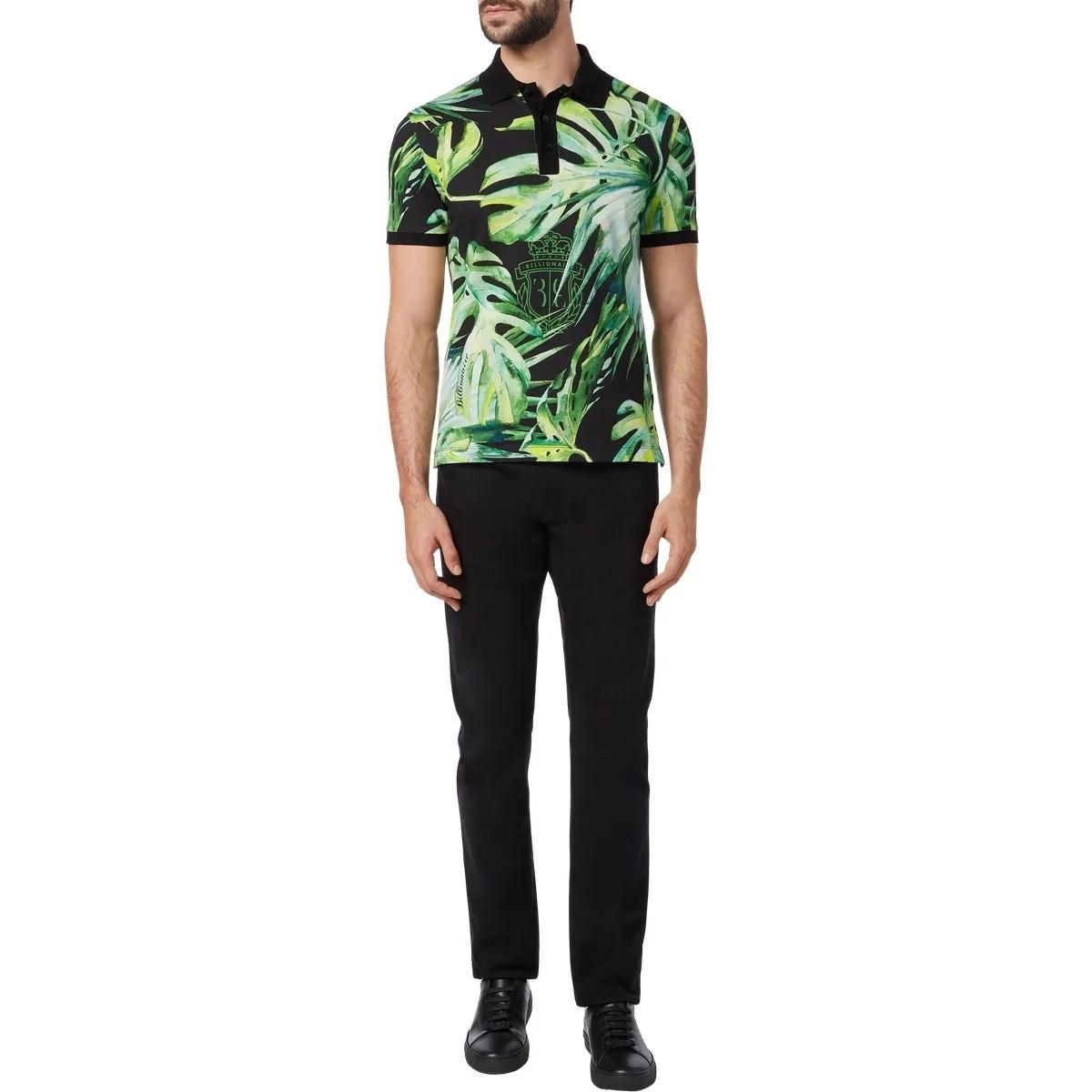 Polohemd aus Baumwolljersey mit tropischem Print