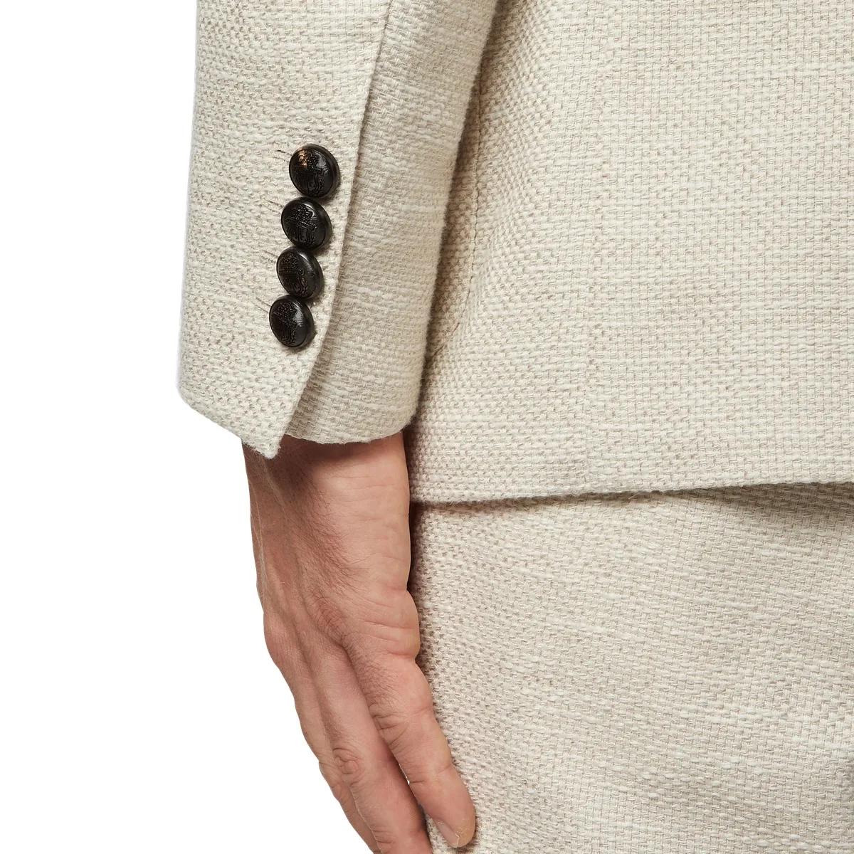 Beige Doppelreihiger Strickblazer aus Wolle