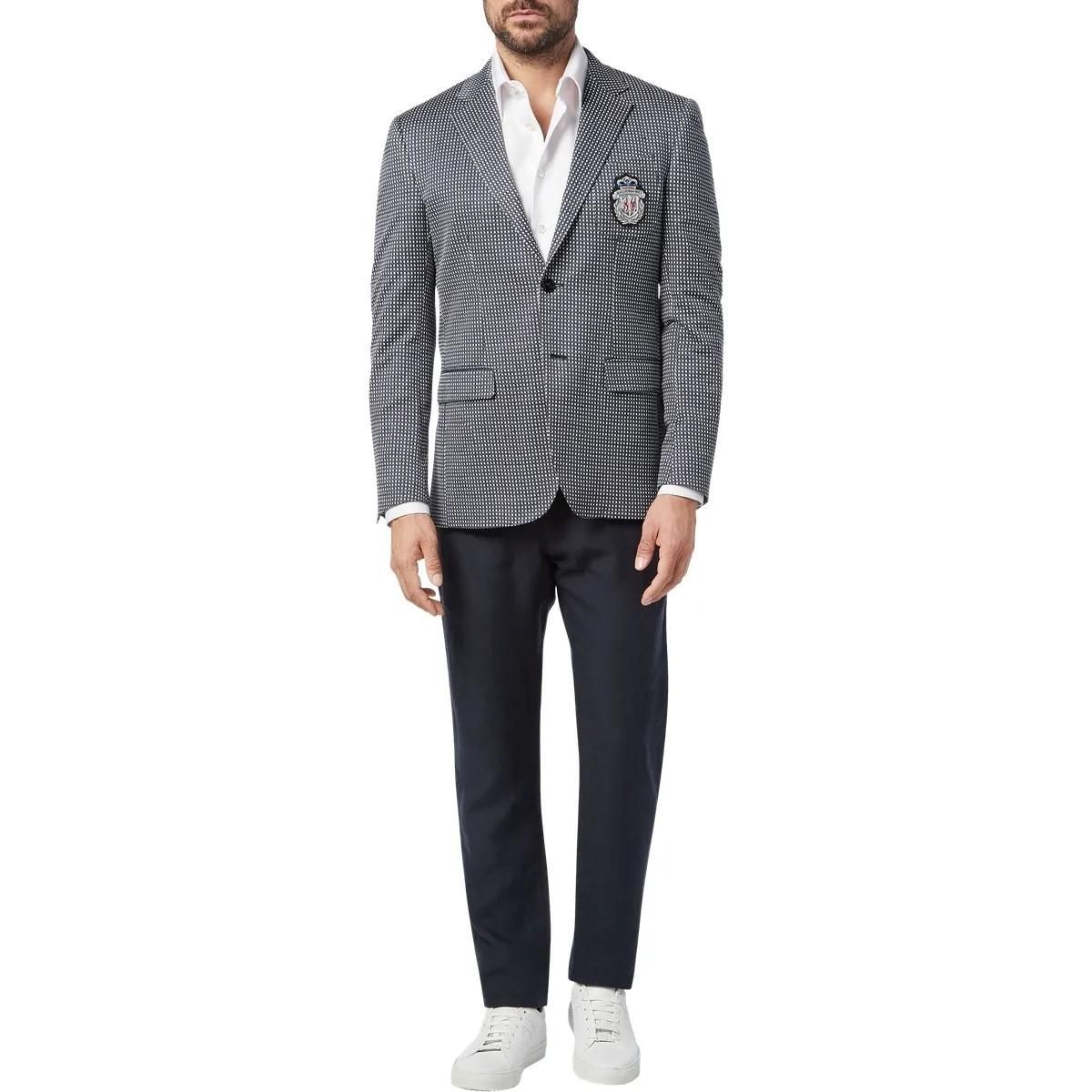 Gemusterter Zweiknopf-Blazer mit Wappen