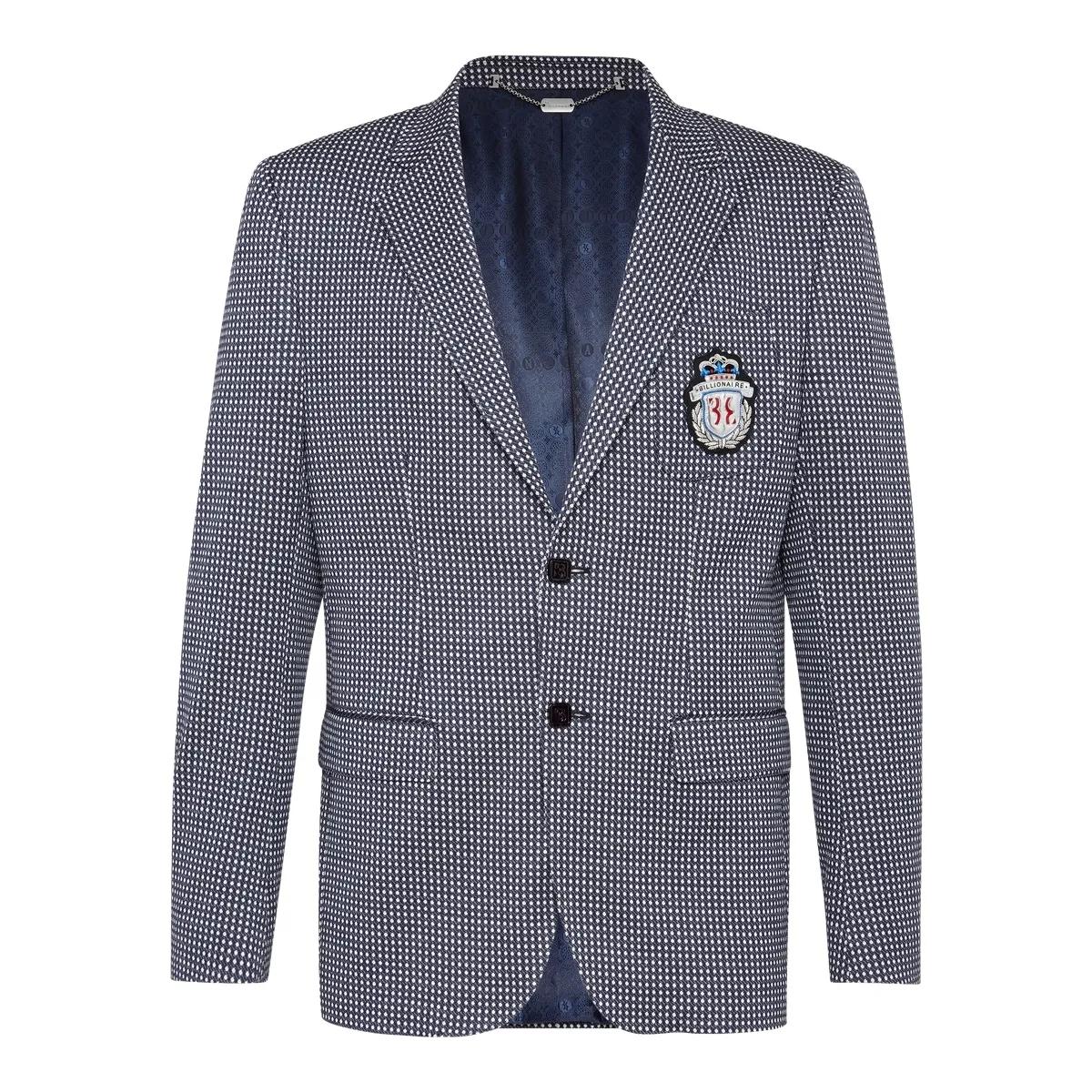 Gemusterter Zweiknopf-Blazer mit Wappen