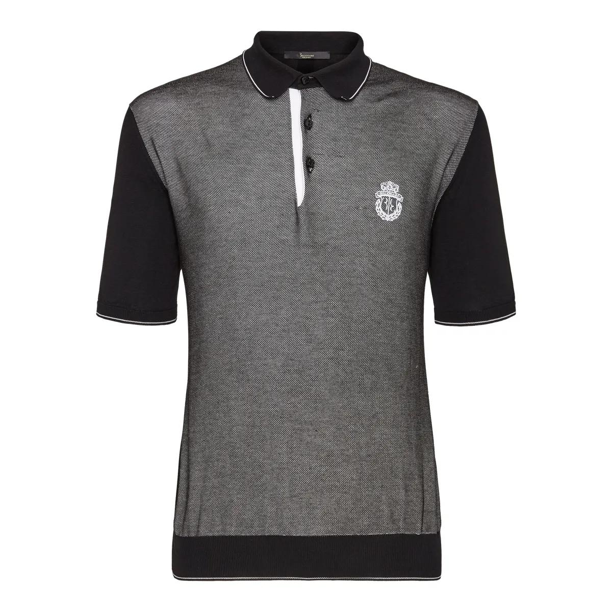 Polohemd aus Strukturstrick mit Wappen