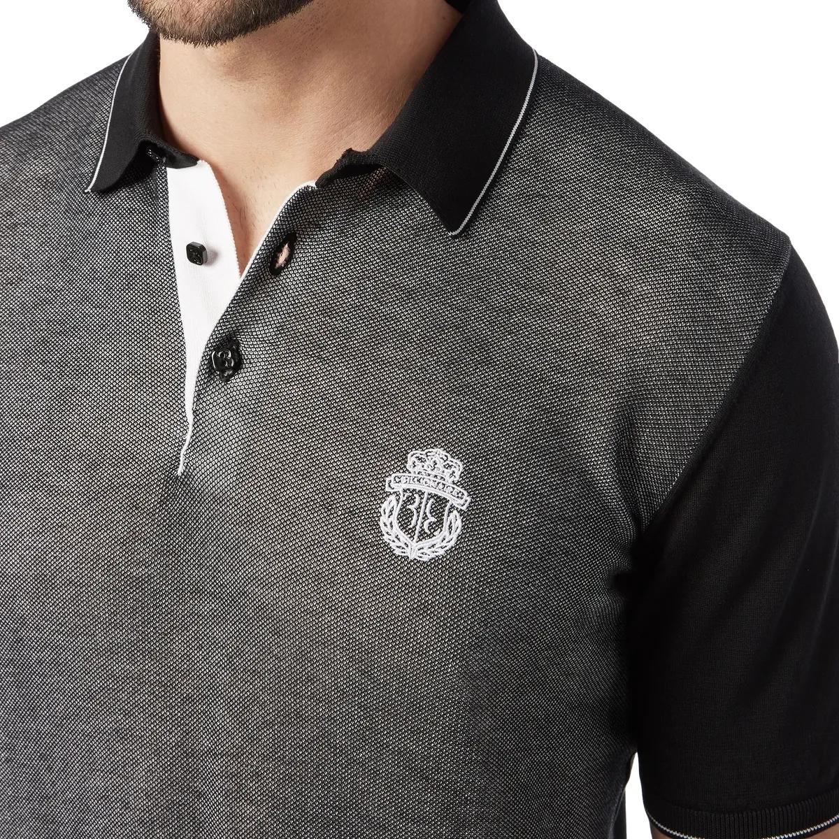 Polohemd aus Strukturstrick mit Wappen