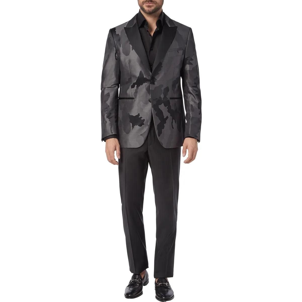 Herren Grau Camouflage Smoking Jacke