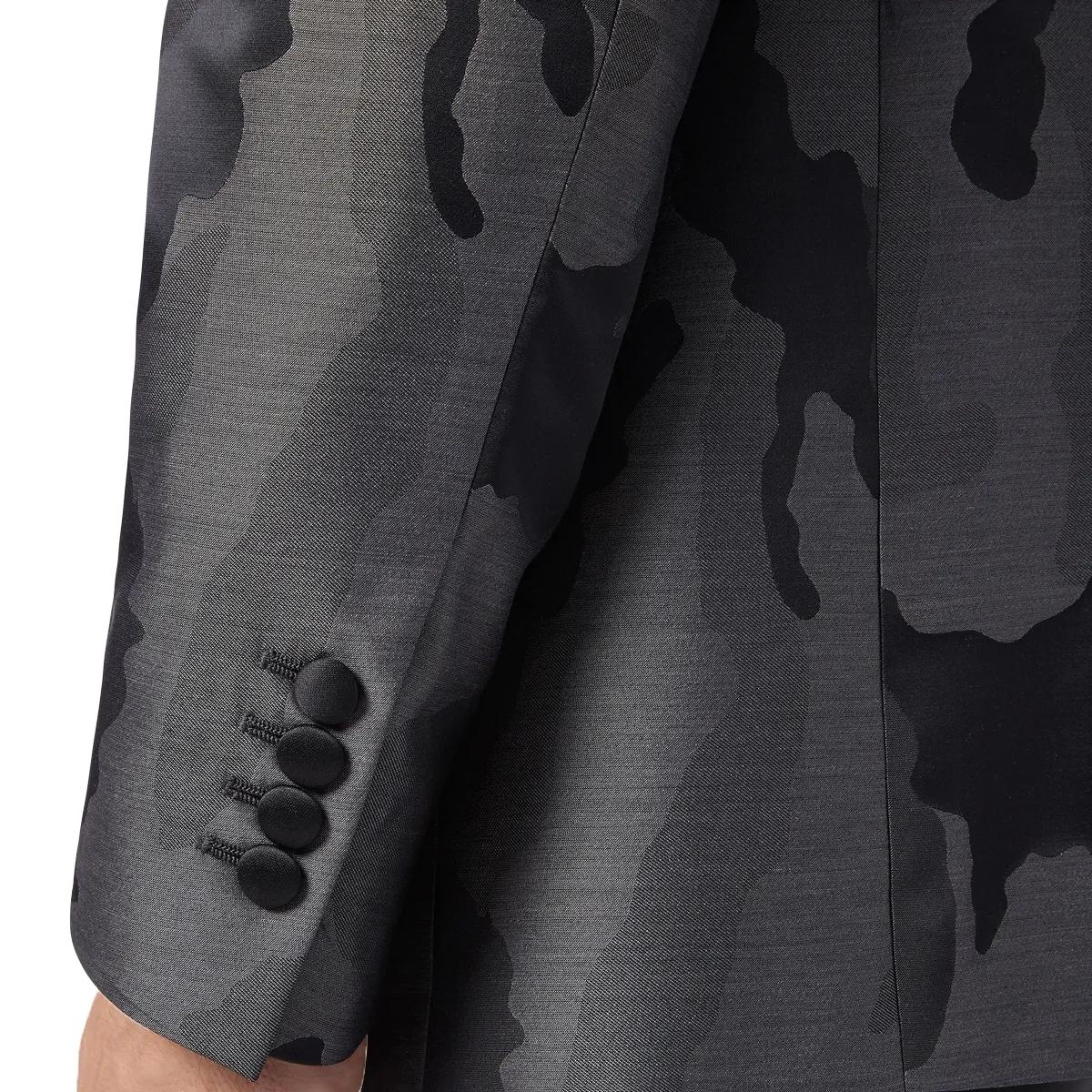 Herren Grau Camouflage Smoking Jacke