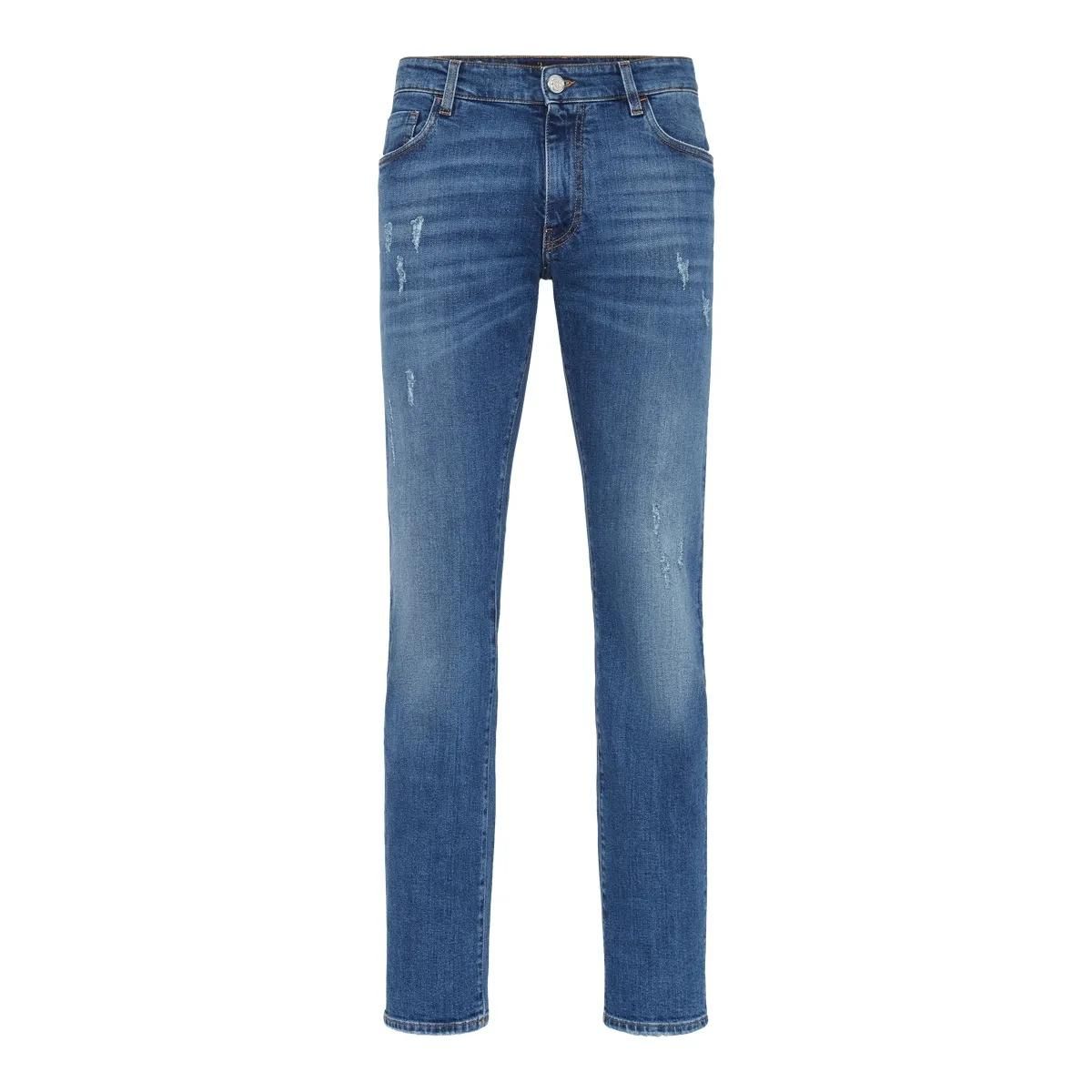 Jeans mit gerader Passform und Distressed-Details