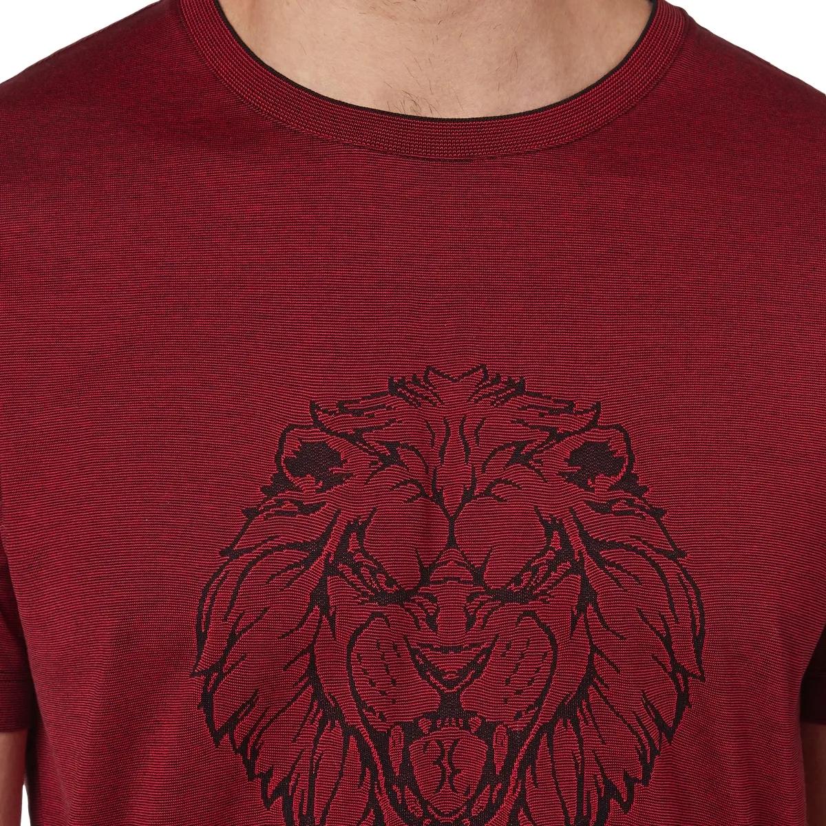 T-Shirt mit Löwen-Grafik und Rundhalsausschnitt