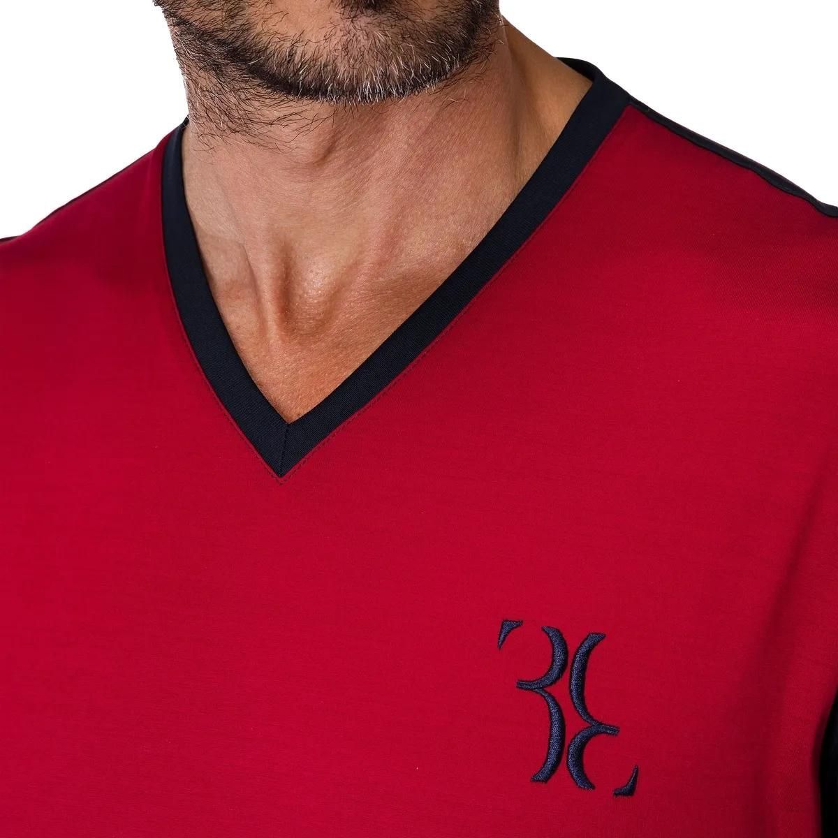 Colorblock V-Ausschnitt T-Shirt