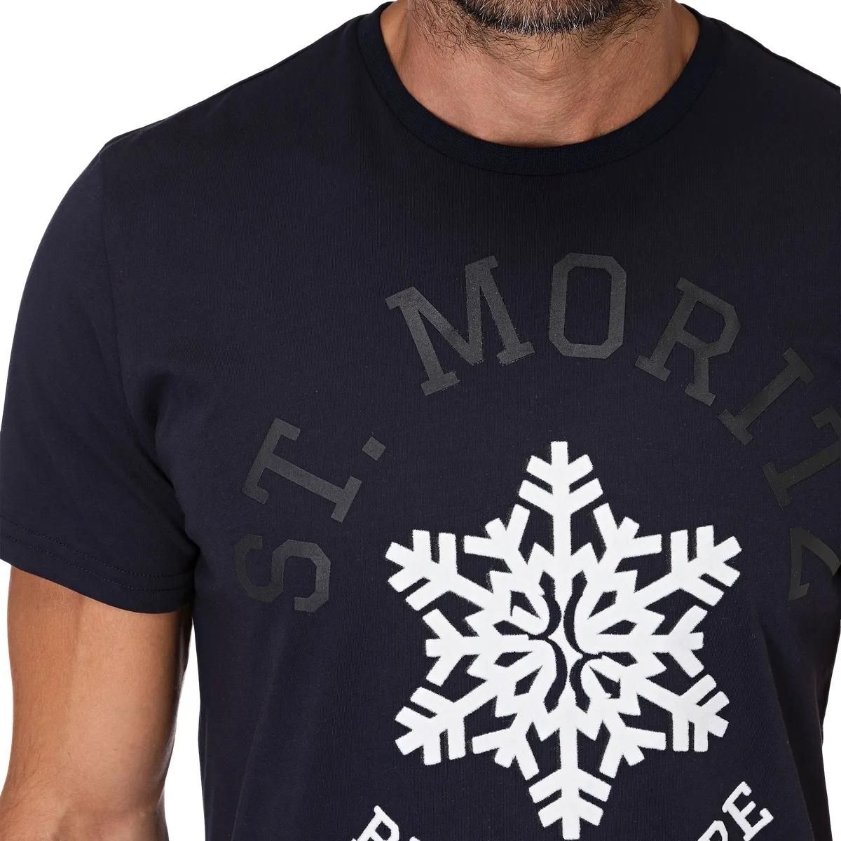 St. Moritz Schneeflocken Grafik T-Shirt