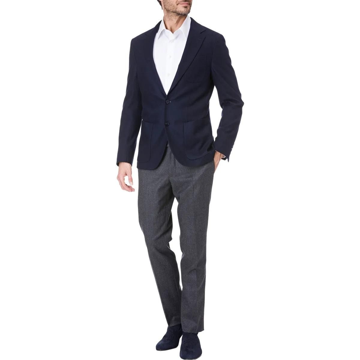 Marineblauer Wollmix-Blazer mit zwei Knöpfen
