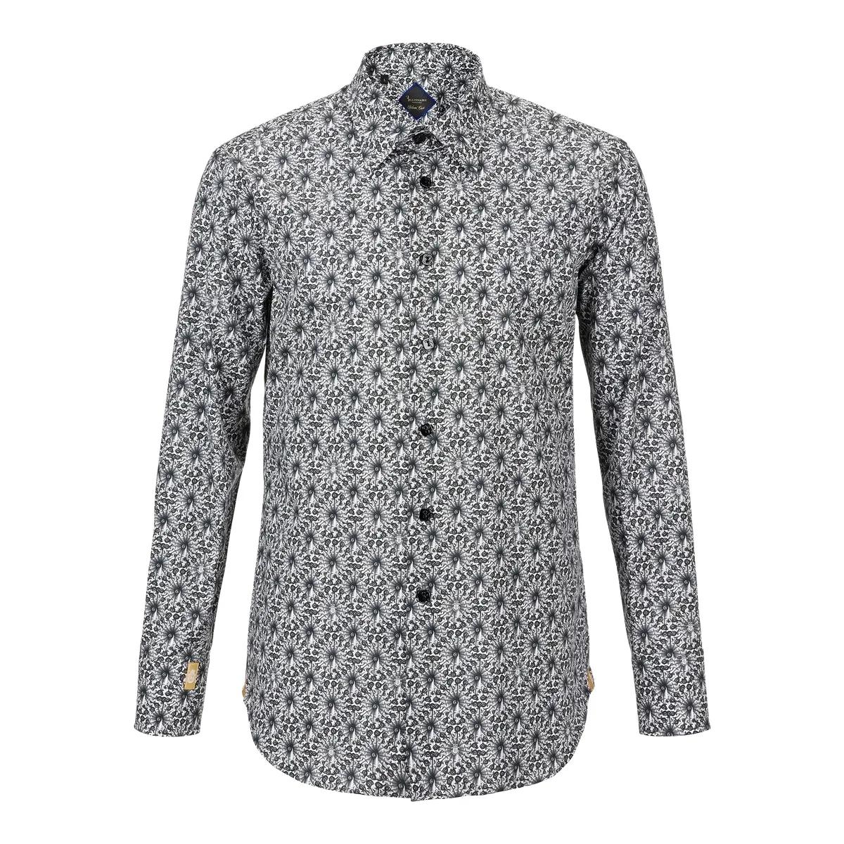 Gemustertes Slim Fit Baumwollhemd