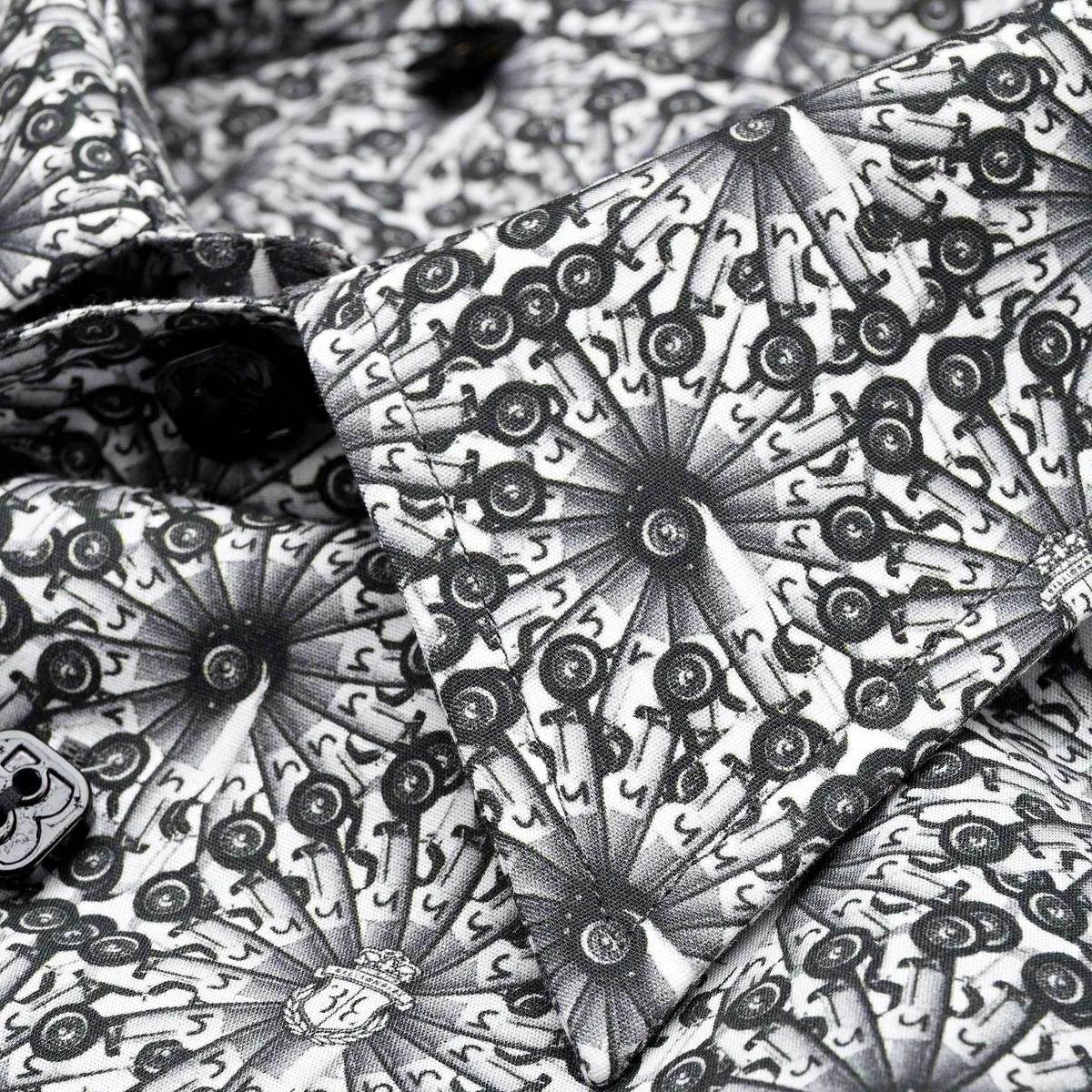 Gemustertes Slim Fit Baumwollhemd