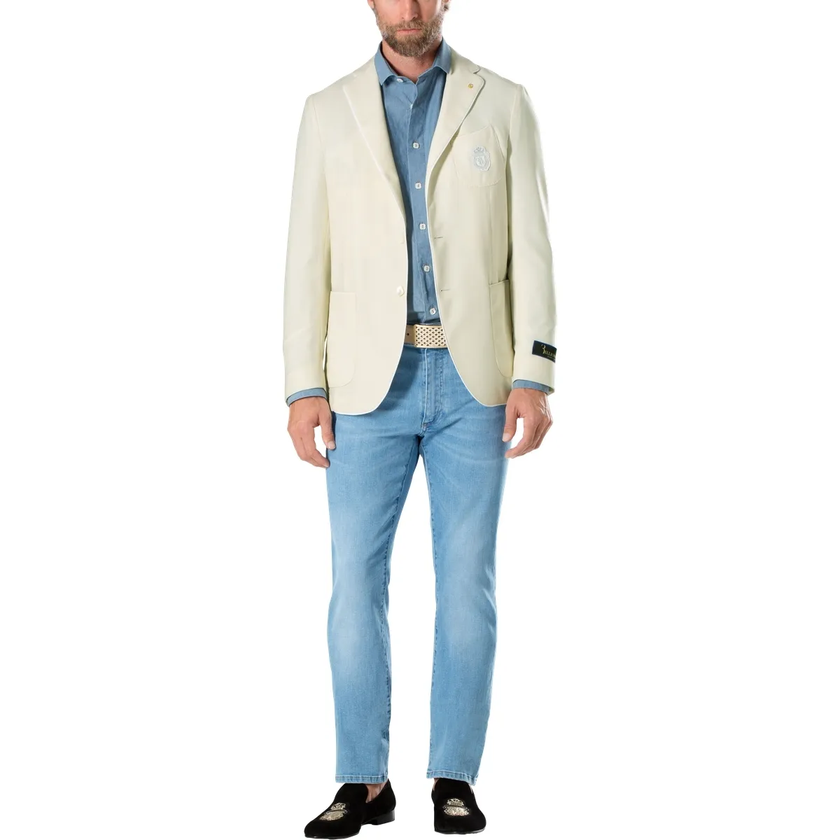 Blaues Chambray Slim Fit Hemd