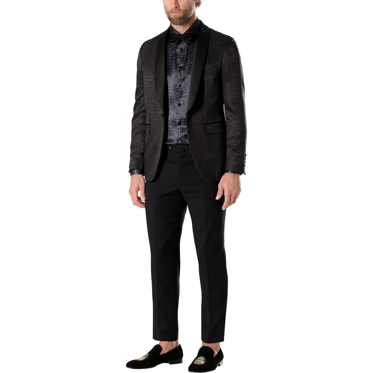 Strukturierter Jacquard Schalkragen Blazer