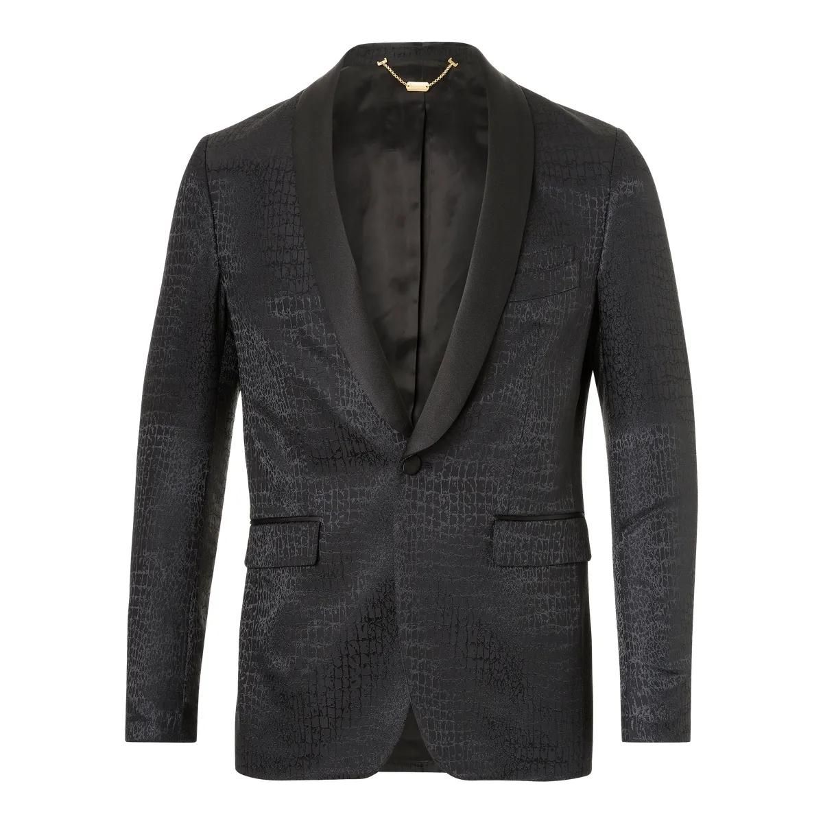 Strukturierter Jacquard Schalkragen Blazer