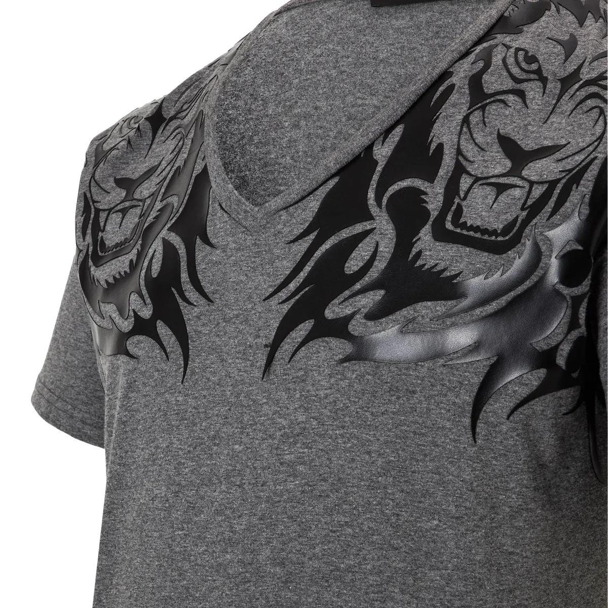 T-Shirt mit Löwen-Grafik und V-Ausschnitt