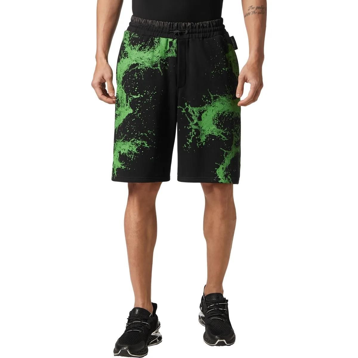 Fleece-Sportshorts mit Spritzdruck