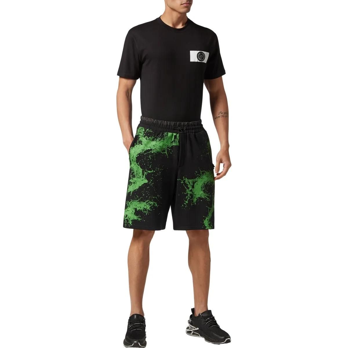 Fleece-Sportshorts mit Spritzdruck