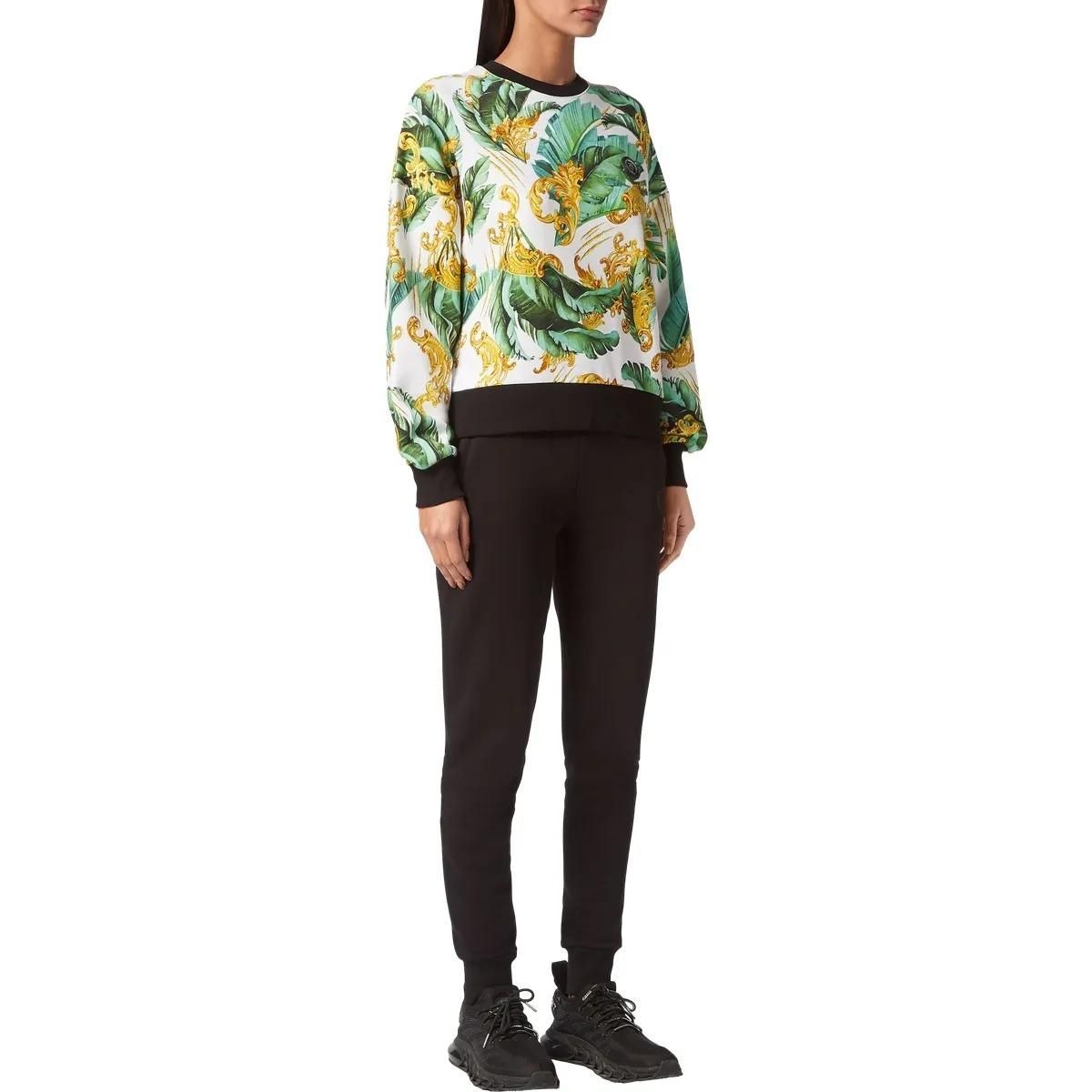 Sweatshirt aus Baumwollfleece mit tropischem Muster