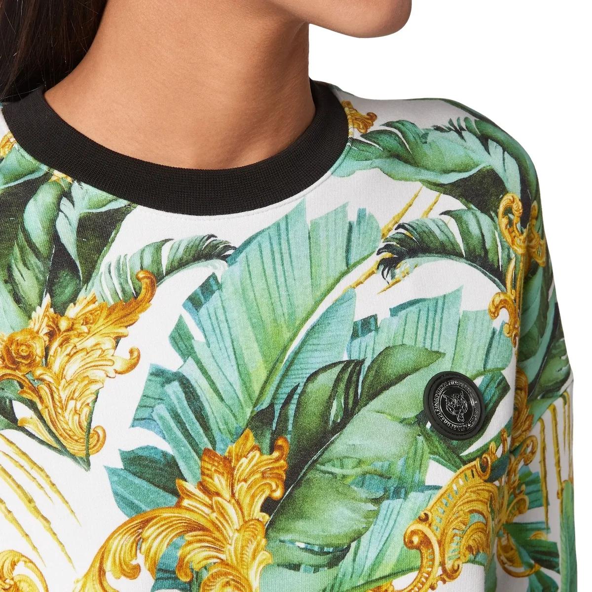 Sweatshirt aus Baumwollfleece mit tropischem Muster