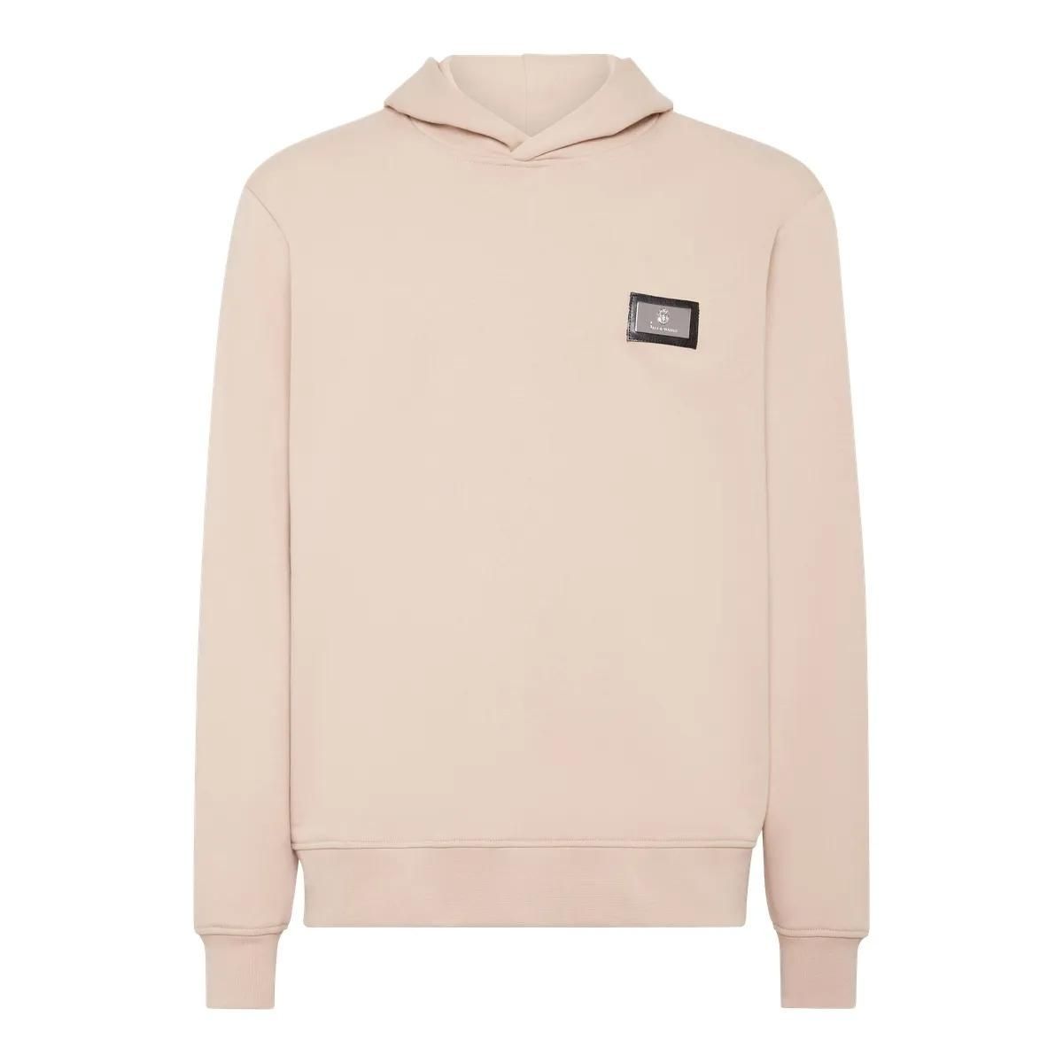 Beiger Baumwollfleece-Hoodie