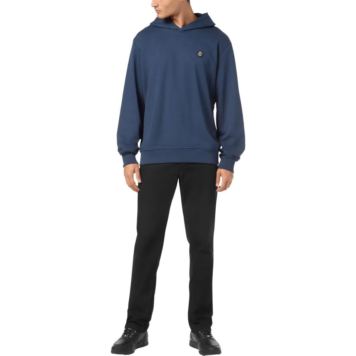 Marineblauer Kapuzenpullover aus Baumwollfleece