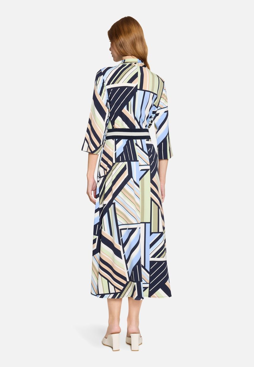 Midikleid mit Grafikmuster und Schärpe