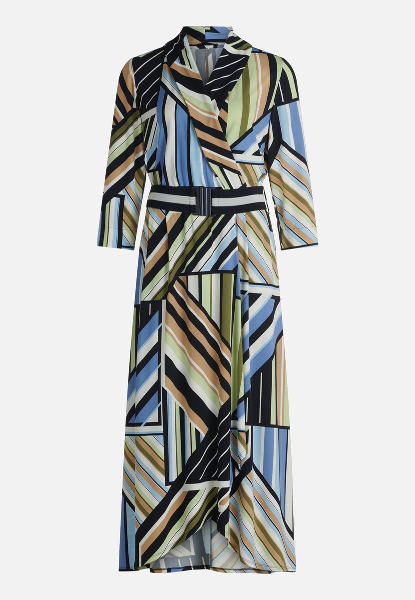 Midikleid mit Grafikmuster und Schärpe