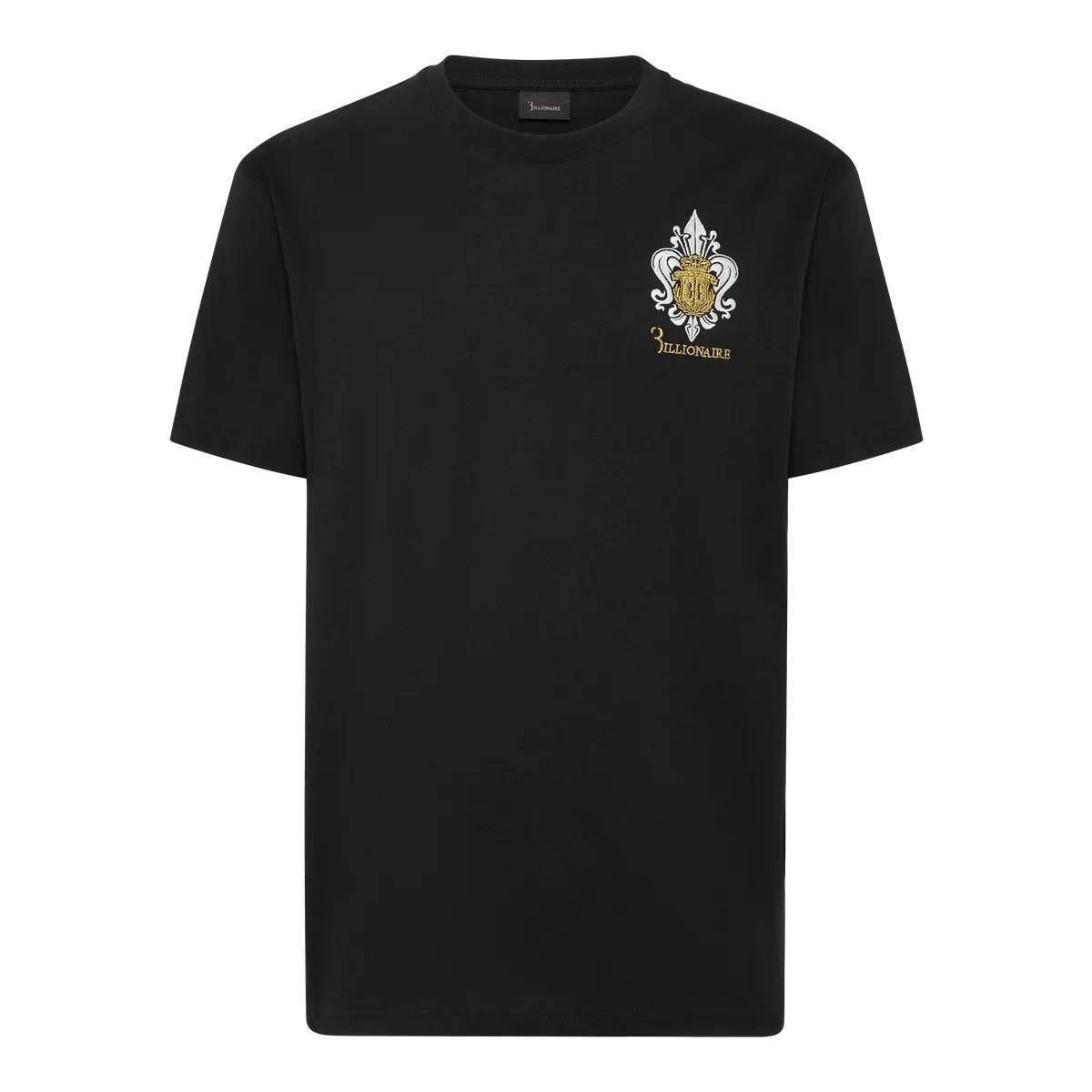 Baumwoll-T-Shirt mit gesticktem Wappen