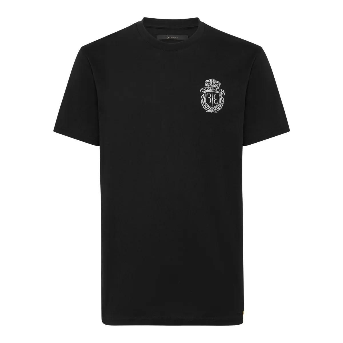 Baumwoll T-Shirt mit Wappenstickerei