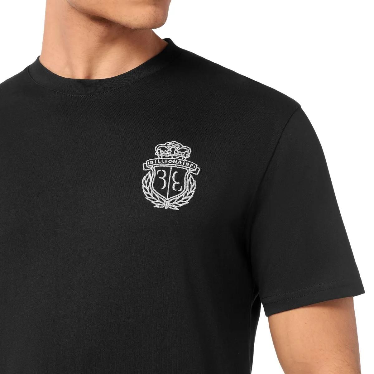 Baumwoll T-Shirt mit Wappenstickerei