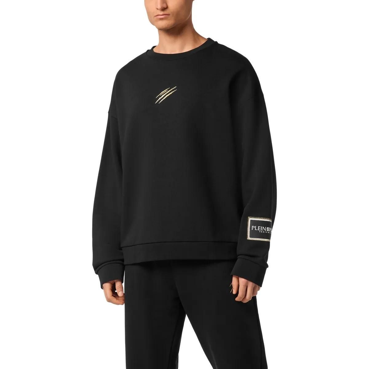 Schwarzes Fleece-Sweatshirt mit Grafik