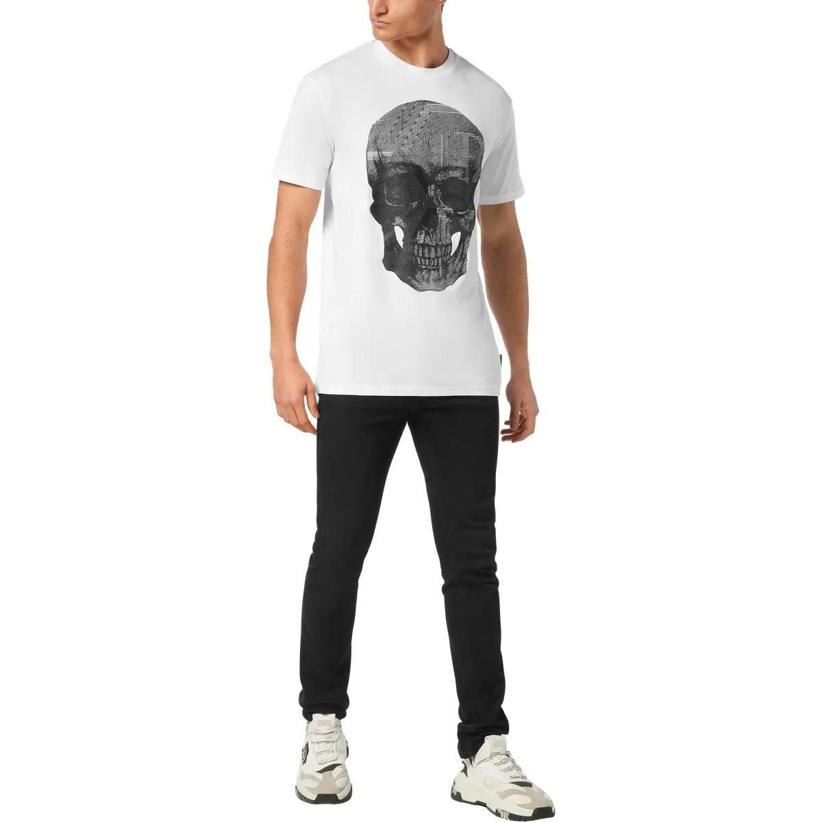 Totenkopf-Grafikdruck Baumwoll T-Shirt