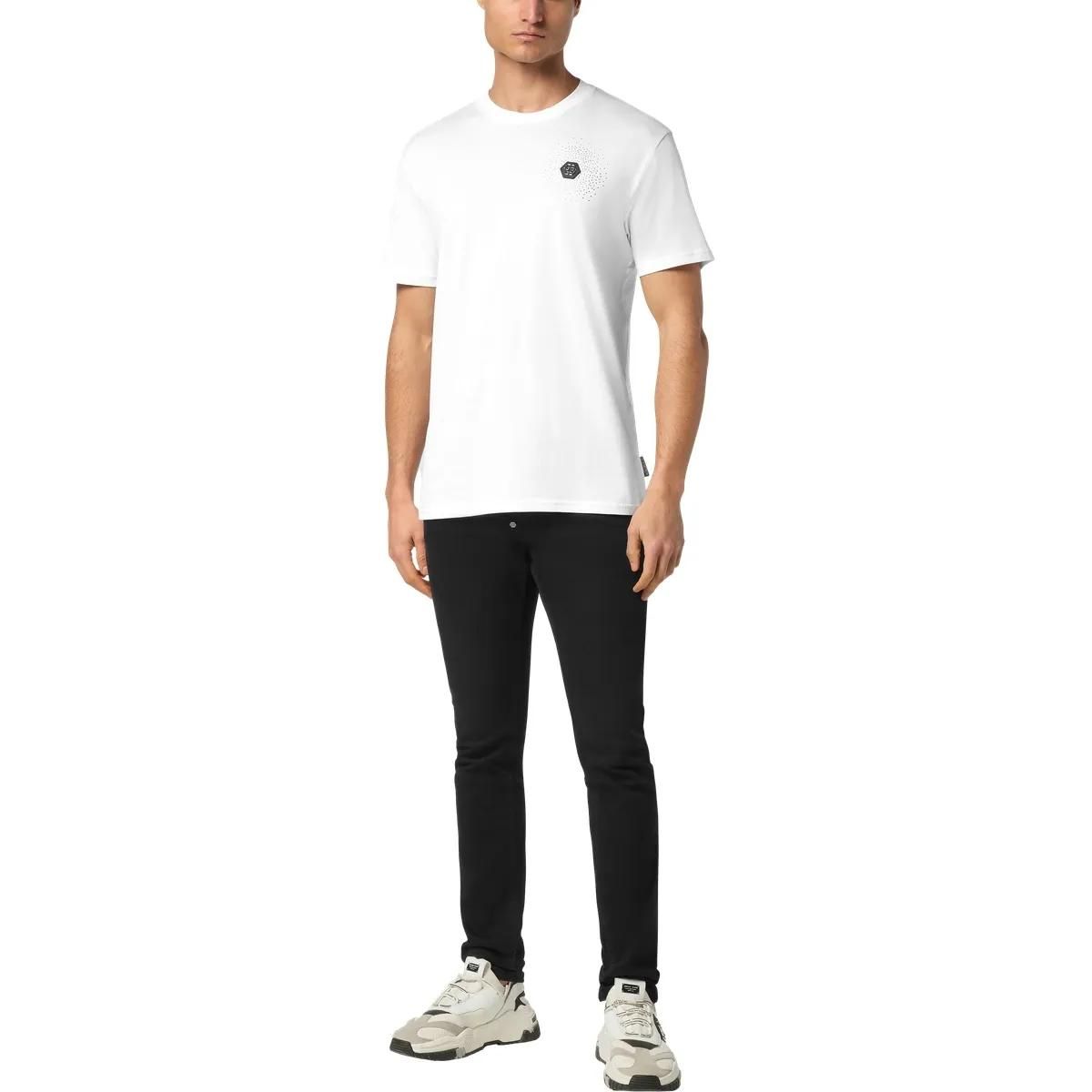 Baumwolljersey-T-Shirt mit Strass-Logo